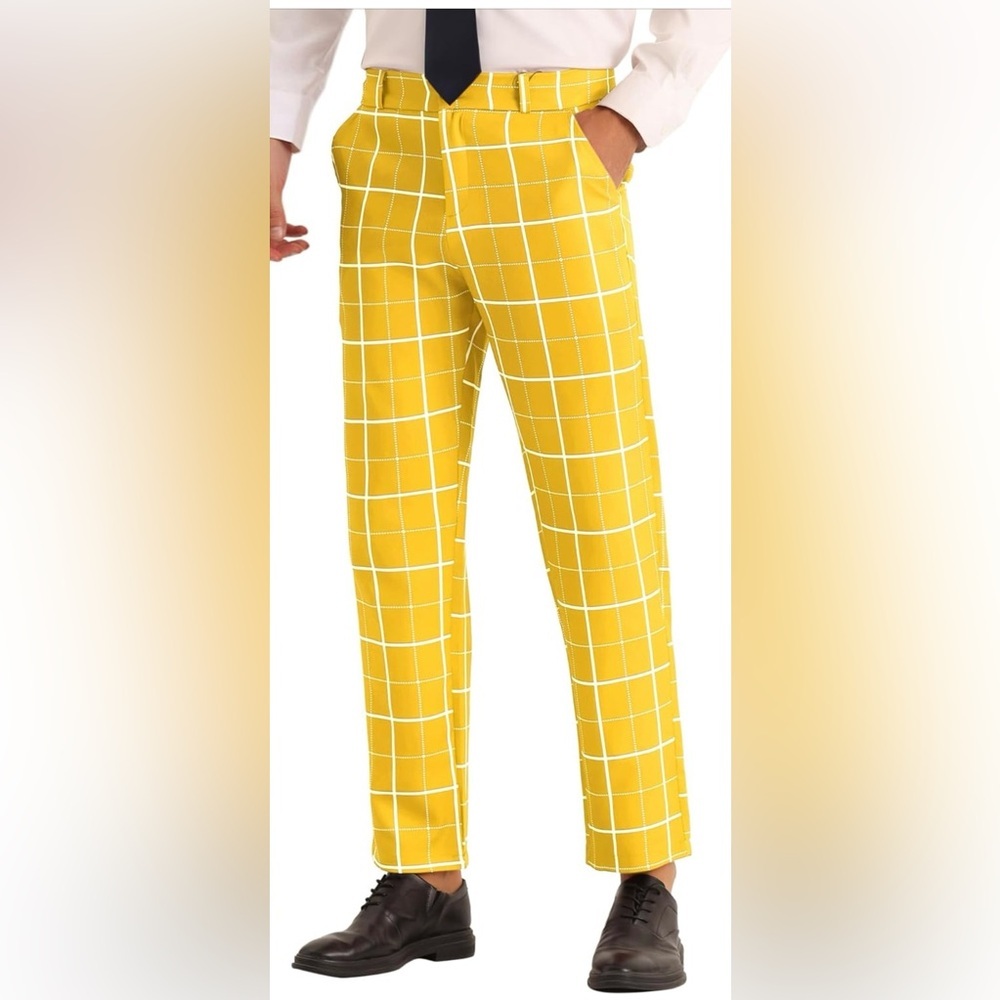 Lars‎ Amadeus Men's Plaid Cropped Ankle Length Business Golf Trousers Sz 36 - Picture 2 of 15